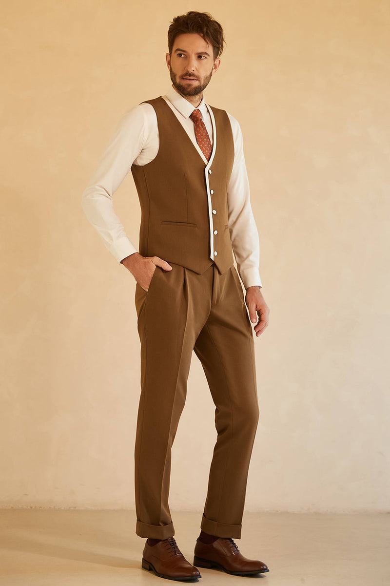 Load image into Gallery viewer, Peak Lapel Single Button Brown Men's Wedding Suits