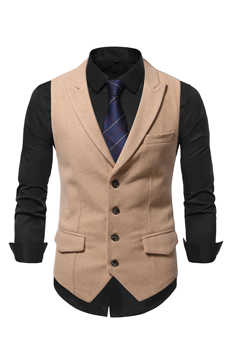 Load image into Gallery viewer, Peak Lapel Single Breasted Woolen Men's Vest