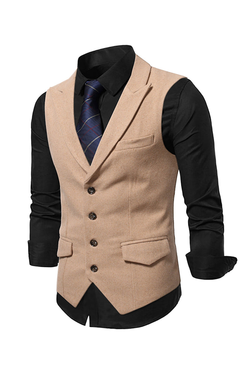 Load image into Gallery viewer, Peak Lapel Single Breasted Woolen Men's Vest