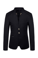 Load image into Gallery viewer, Navy Stand Collar Single Breasted Men's Blazer