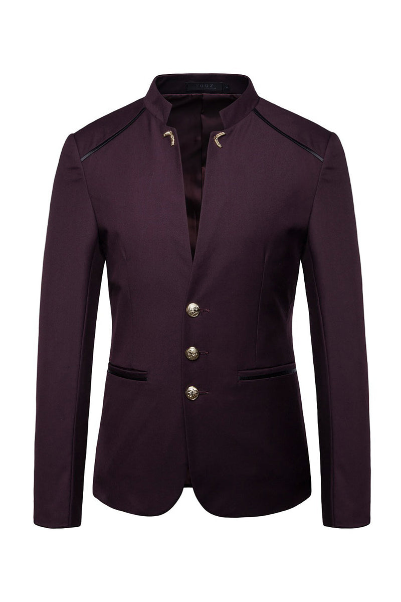 Load image into Gallery viewer, Navy Stand Collar Single Breasted Men's Blazer