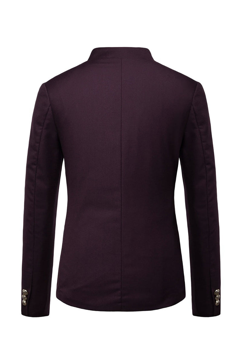 Load image into Gallery viewer, Navy Stand Collar Single Breasted Men's Blazer