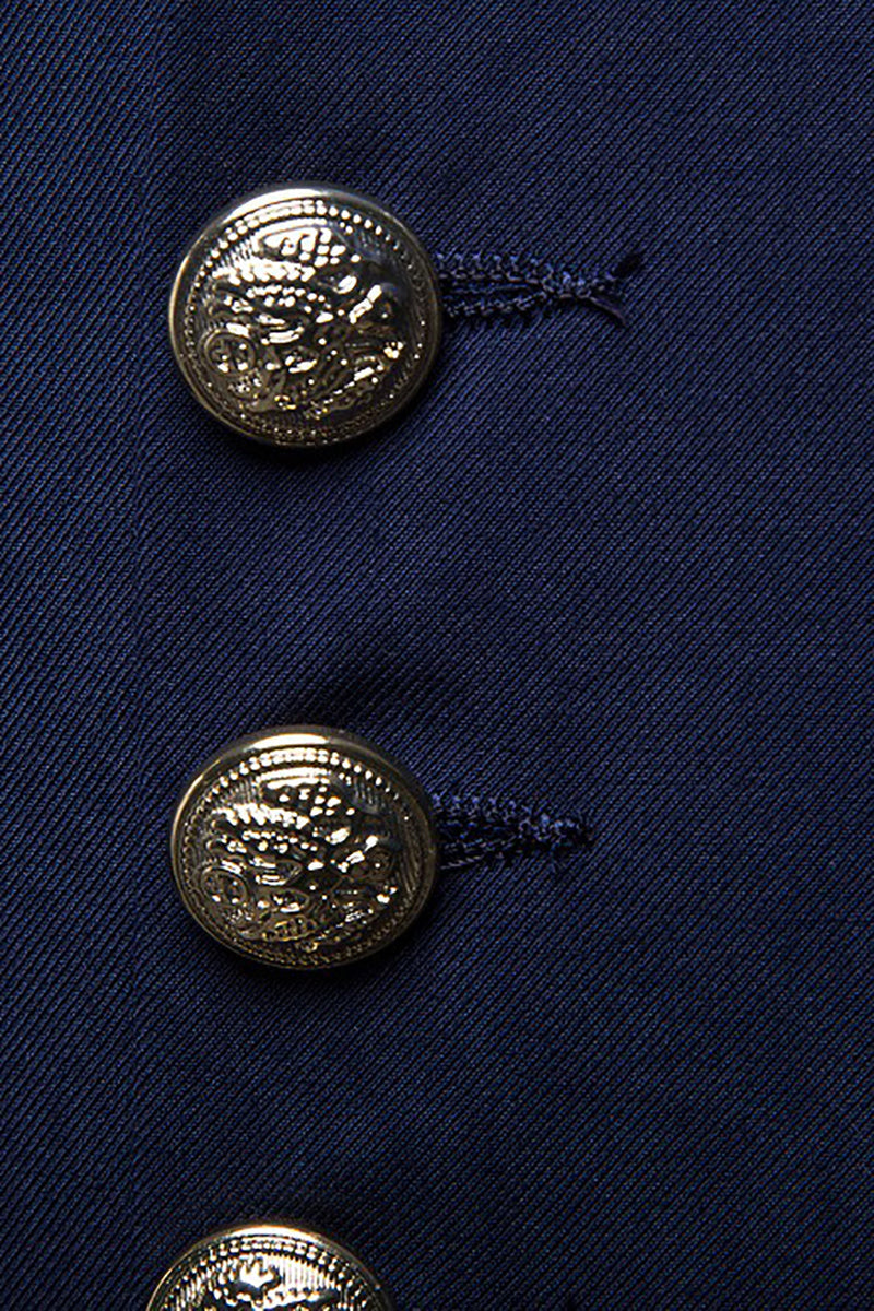 Load image into Gallery viewer, Navy Stand Collar Single Breasted Men's Blazer