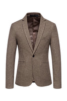 Load image into Gallery viewer, Khaki Plaid One Button Men's Blazer