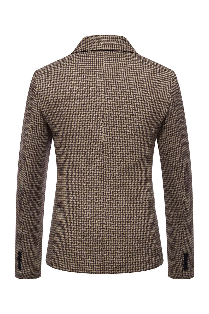 Load image into Gallery viewer, Khaki Plaid One Button Men's Blazer