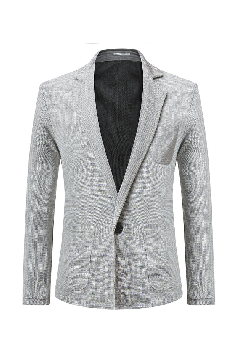 Load image into Gallery viewer, Grey Knitted Notched Lapel Men's Blazer