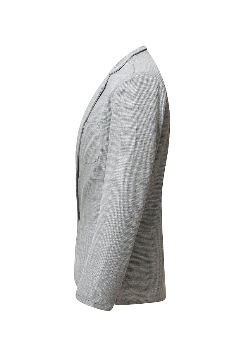 Load image into Gallery viewer, Grey Knitted Notched Lapel Men's Blazer