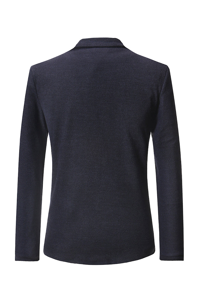 Load image into Gallery viewer, Grey Knitted Notched Lapel Men's Blazer