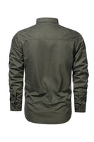 Load image into Gallery viewer, Men's Workwear Long Sleeve Army Green Plus Size Shirt