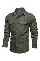 Load image into Gallery viewer, Men's Workwear Long Sleeve Army Green Plus Size Shirt