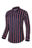 Load image into Gallery viewer, Black Red Striped Plus Size Men's Long Sleeve Shirt