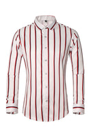 Load image into Gallery viewer, Black Red Striped Plus Size Men's Long Sleeve Shirt