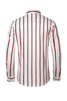 Load image into Gallery viewer, Black Red Striped Plus Size Men's Long Sleeve Shirt