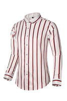 Load image into Gallery viewer, Black Red Striped Plus Size Men's Long Sleeve Shirt