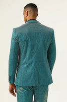Load image into Gallery viewer, Glitter Peacock Blue Peak Lapel 2 Piece Men's Suits