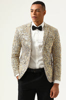 Load image into Gallery viewer, Sparkly Champagne Sequins Notched Lapel Men's Prom Blazer