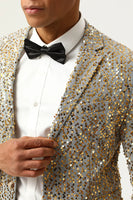 Load image into Gallery viewer, Sparkly Champagne Sequins Notched Lapel Men's Prom Blazer