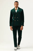 Load image into Gallery viewer, Dark Green Velvet 2 Piece Men's Prom Suits