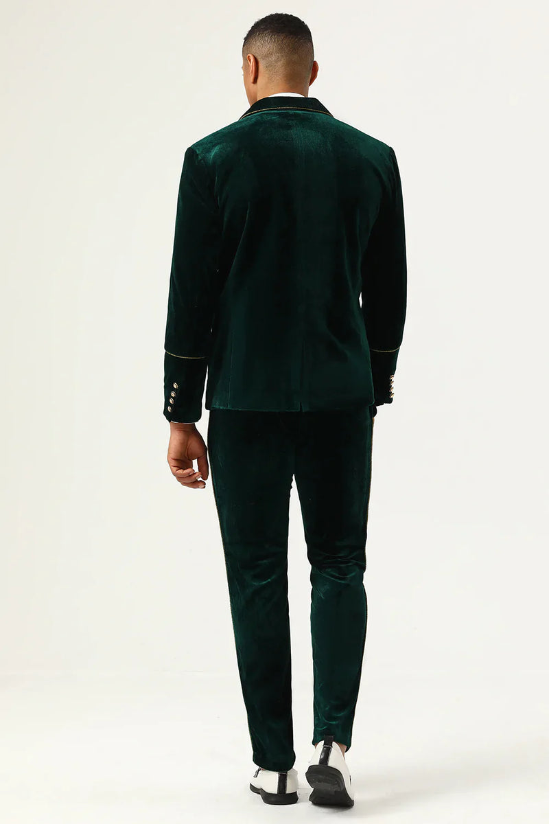 Load image into Gallery viewer, Dark Green Velvet 2 Piece Men's Prom Suits