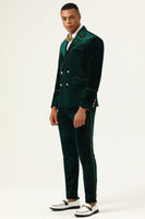 Load image into Gallery viewer, Dark Green Velvet 2 Piece Men's Prom Suits