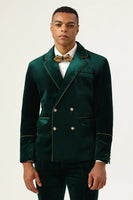 Load image into Gallery viewer, Dark Green Velvet 2 Piece Men's Prom Suits
