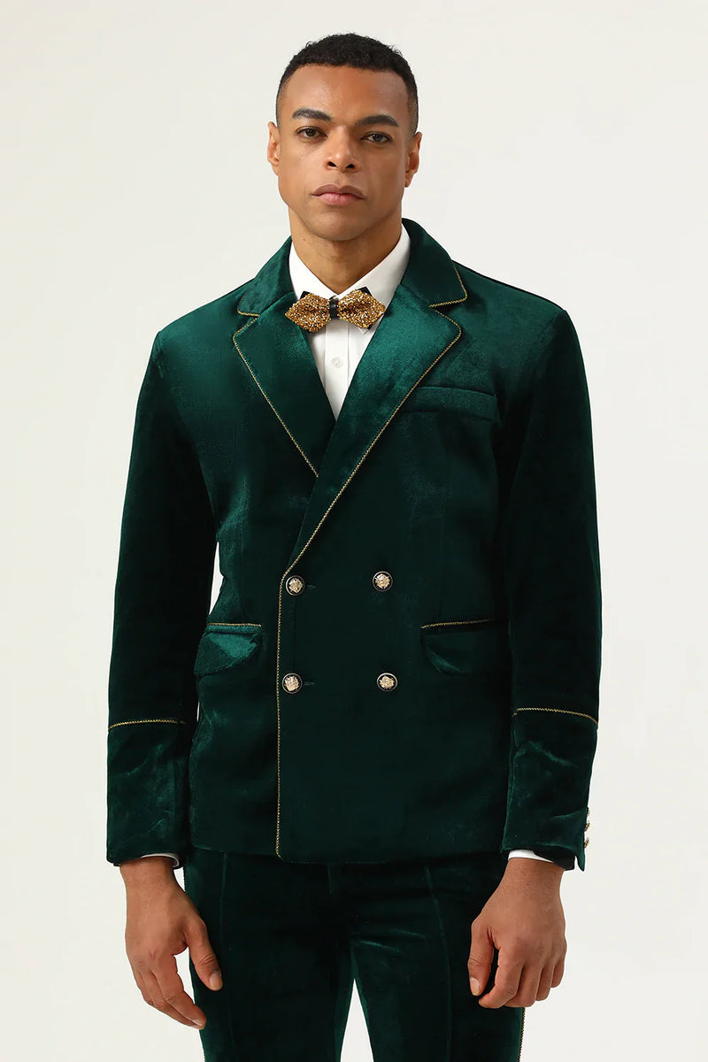 Load image into Gallery viewer, Dark Green Velvet 2 Piece Men's Prom Suits