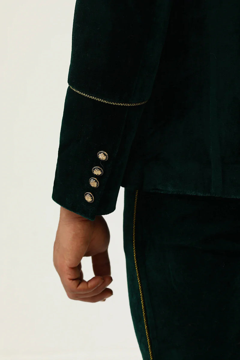 Load image into Gallery viewer, Dark Green Velvet 2 Piece Men's Prom Suits