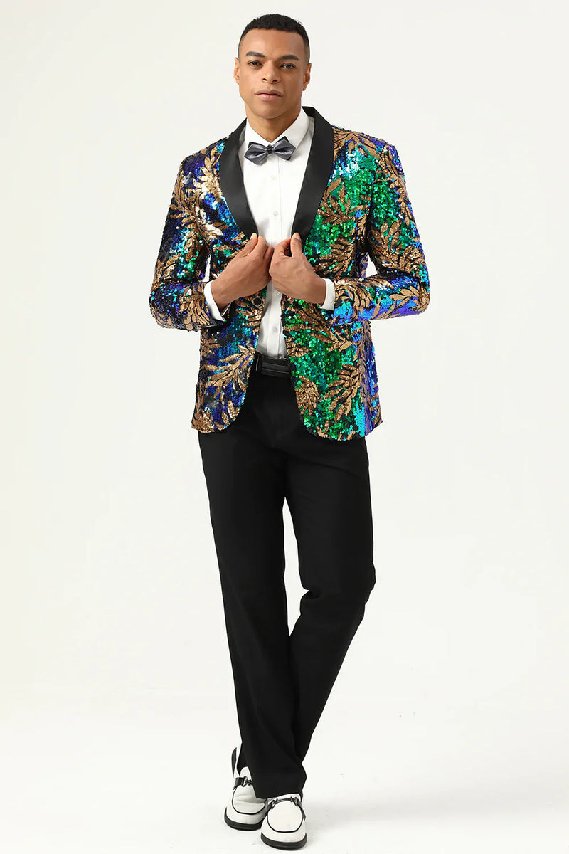 Load image into Gallery viewer, Sparkly Dark Green Sequins Men's Prom Blazer