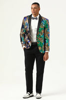 Load image into Gallery viewer, Sparkly Dark Green Sequins Men's Prom Blazer