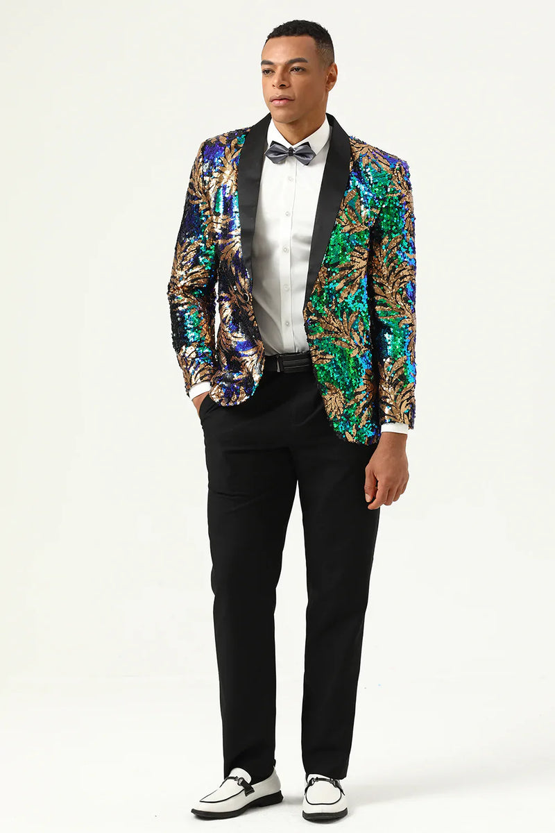 Load image into Gallery viewer, Sparkly Dark Green Sequins Men's Prom Blazer