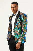 Load image into Gallery viewer, Sparkly Dark Green Sequins Men's Prom Blazer