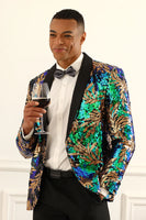 Load image into Gallery viewer, Sparkly Dark Green Sequins Men's Prom Blazer