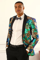 Load image into Gallery viewer, Sparkly Dark Green Sequins Men's Prom Blazer