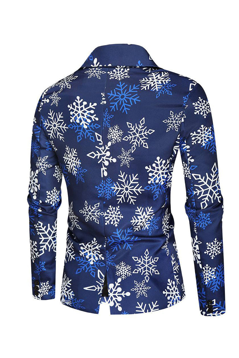 Load image into Gallery viewer, Blue Snowflake Printed 3 Piece Men's Christmas Party Suits