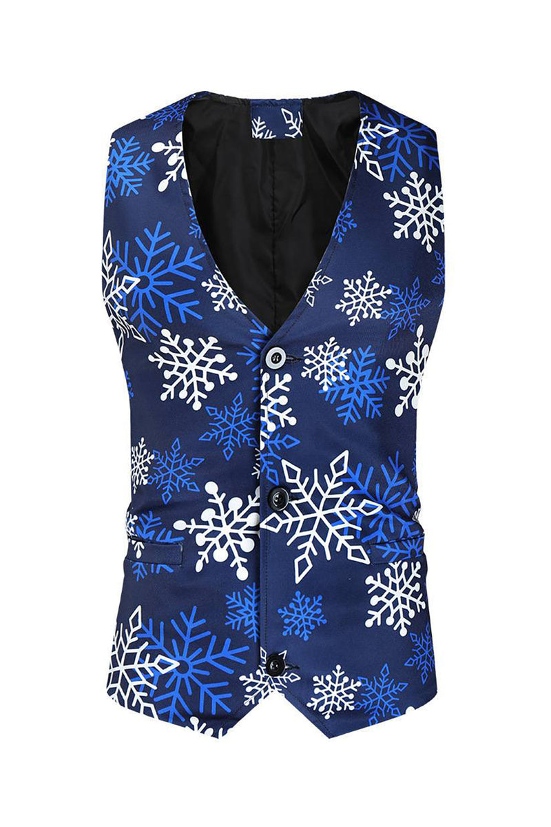 Load image into Gallery viewer, Blue Snowflake Printed 3 Piece Men's Christmas Party Suits