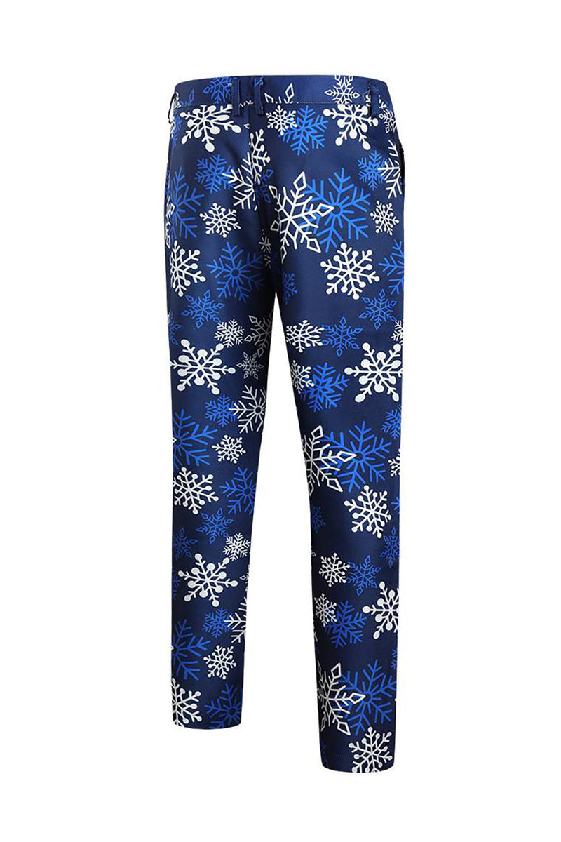 Load image into Gallery viewer, Blue Snowflake Printed 3 Piece Men's Christmas Party Suits