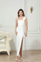 Load image into Gallery viewer, White One Shoulder Maxi Graduation Dress with Slit