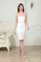 Load image into Gallery viewer, White Bodycon Strapless Midi Corset Graduation Dress