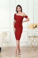 Load image into Gallery viewer, Red Classy Midi Graduation Dress with Slit