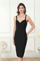 Load image into Gallery viewer, Bodycon Black Classy Midi Graduation Dress