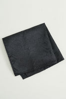 Load image into Gallery viewer, Black Jacquard Satin Bow Tie Pocket Square Set