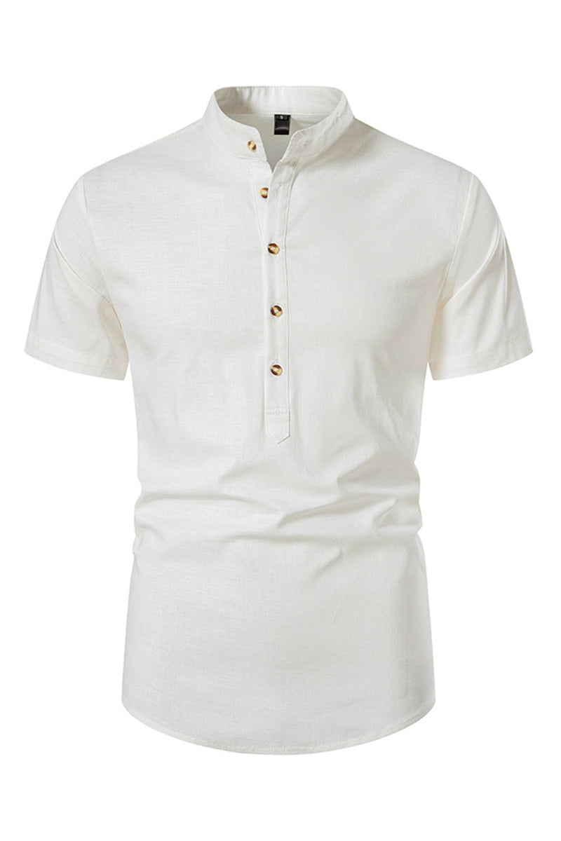 Load image into Gallery viewer, Slim Fit White Buttons Summer Men's Tops