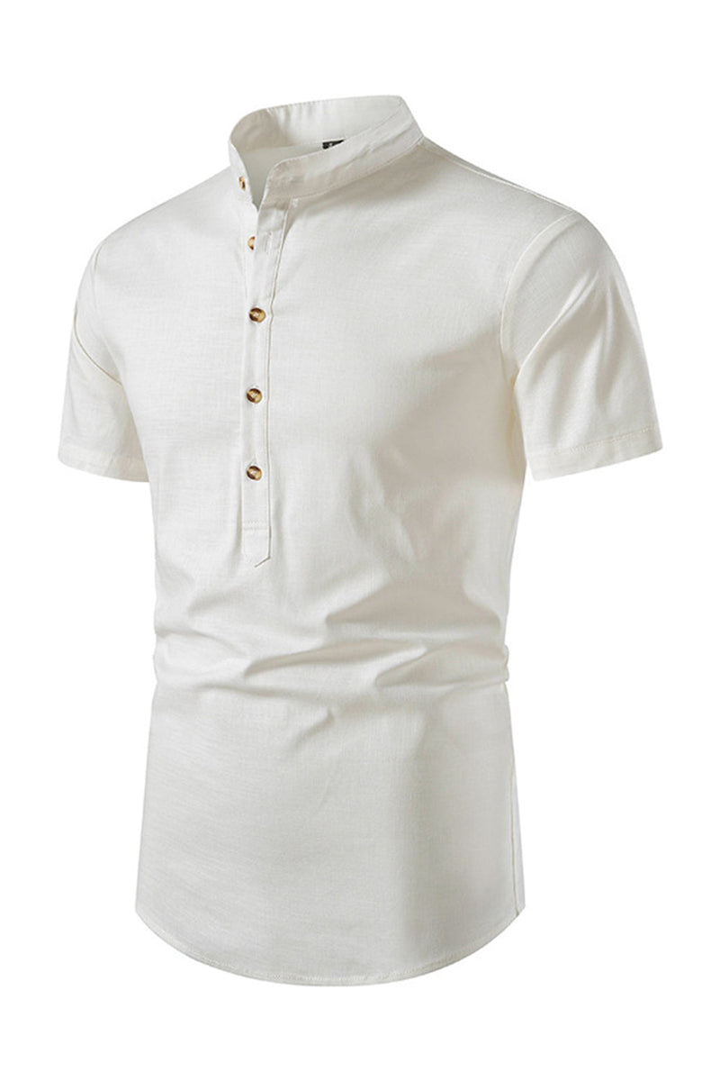 Load image into Gallery viewer, Slim Fit White Buttons Summer Men's Tops
