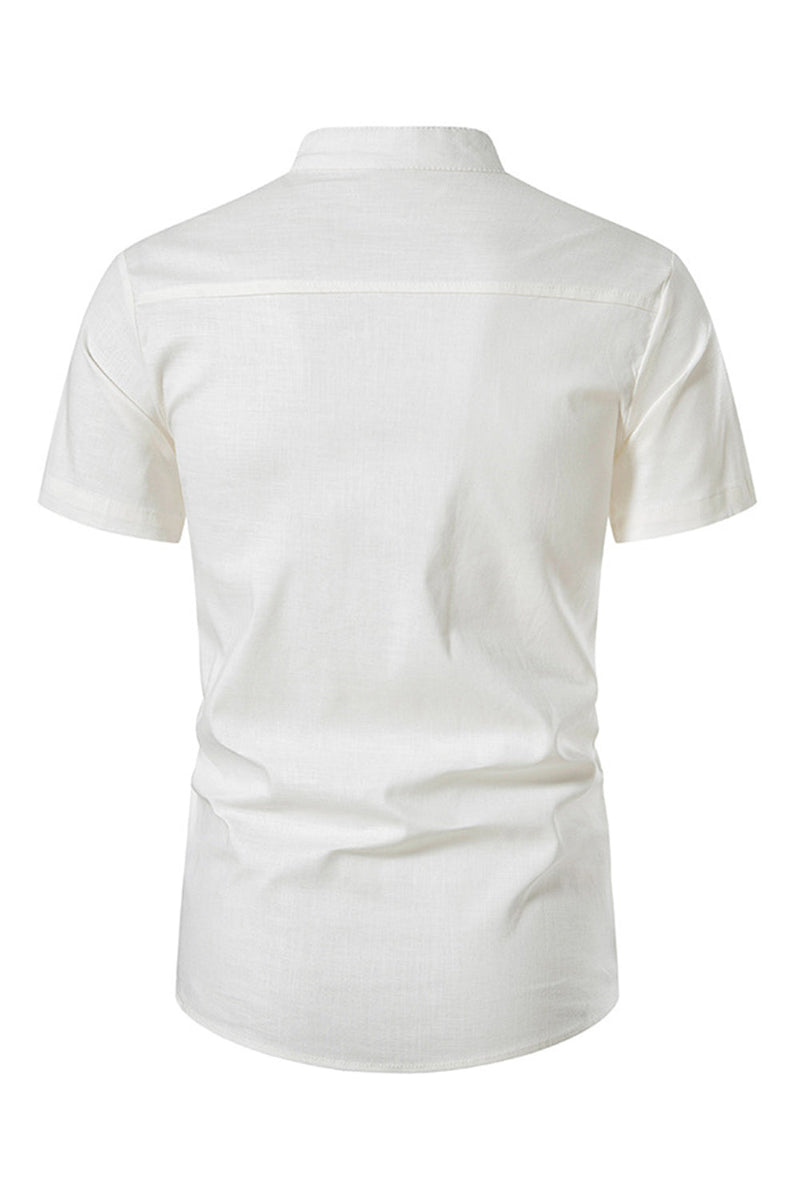 Load image into Gallery viewer, Slim Fit White Buttons Summer Men's Tops