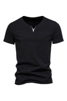 Load image into Gallery viewer, Black V-neck Short Sleeves Summer Men's Tops