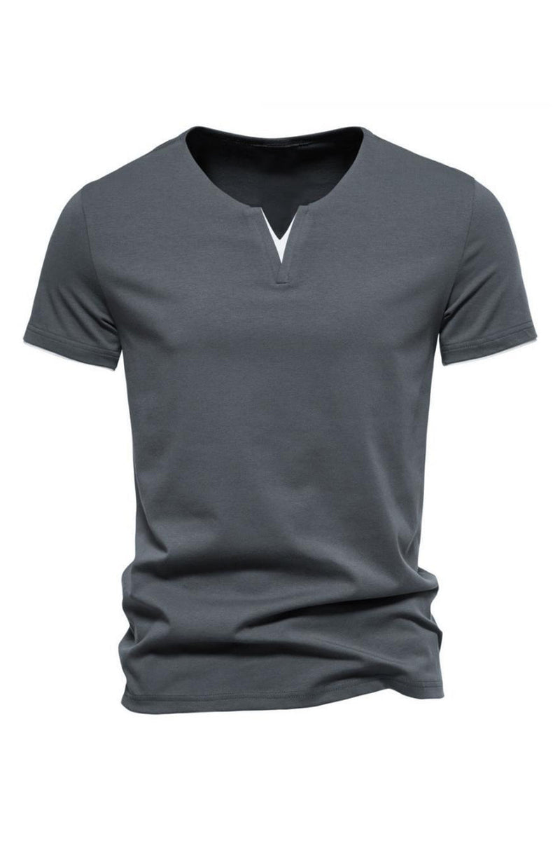 Load image into Gallery viewer, Black V-neck Short Sleeves Summer Men's Tops