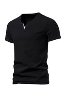 Load image into Gallery viewer, Black V-neck Short Sleeves Summer Men's Tops
