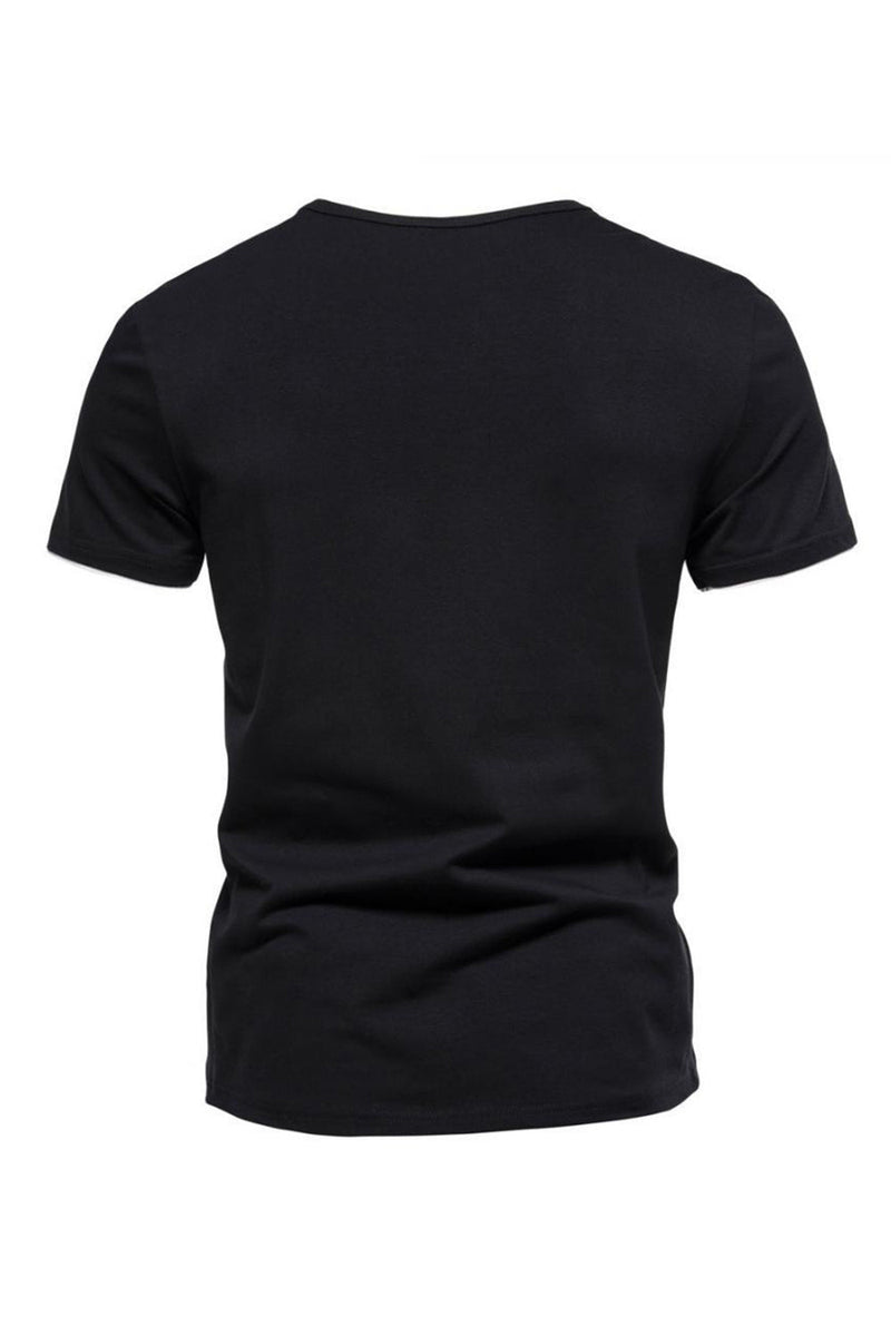 Load image into Gallery viewer, Black V-neck Short Sleeves Summer Men's Tops