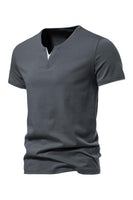 Load image into Gallery viewer, Black V-neck Short Sleeves Summer Men's Tops