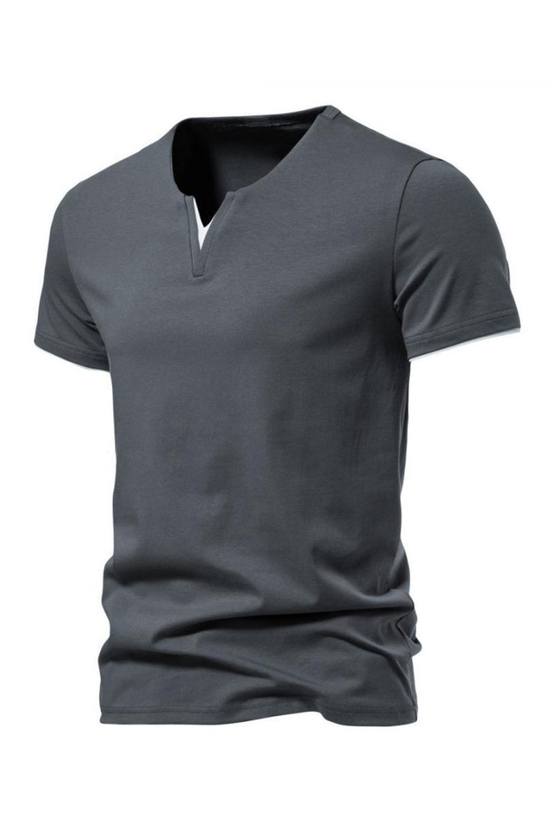 Load image into Gallery viewer, Black V-neck Short Sleeves Summer Men's Tops